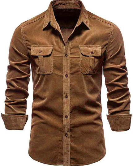 Men's Full Size Collared Neck Button Down Shirt with Chest Pockets Plus Size - Plush Fashion Shop #