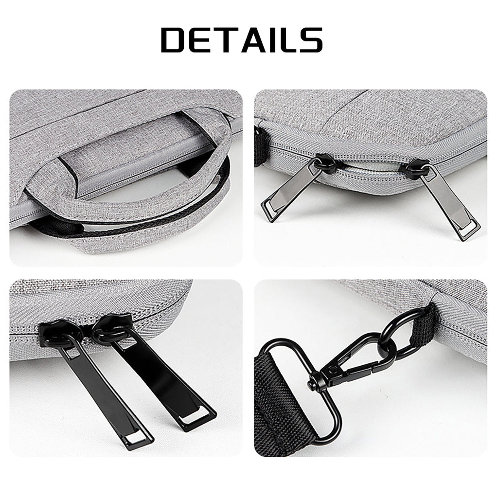 Pi-Mart 13-15.6 inch laptop bag with shoulder strap, black carrying case for business, school, or leisure use.