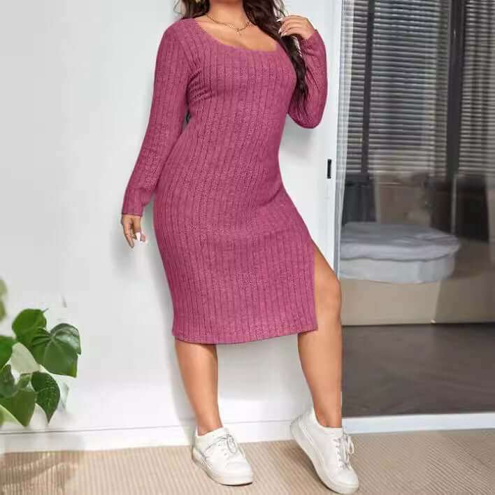 Long Sleeve Narrow Slit-fitting Sunken Stripe Knitted DressMake a statement in this Long Sleeve Narrow Slit Slim-fitting Sunken Stripe Knitted Dress. With a bold rose red color and trendy street hipster style, you'll turn heDressPlush Fashions ShopPlush Fashion Shop