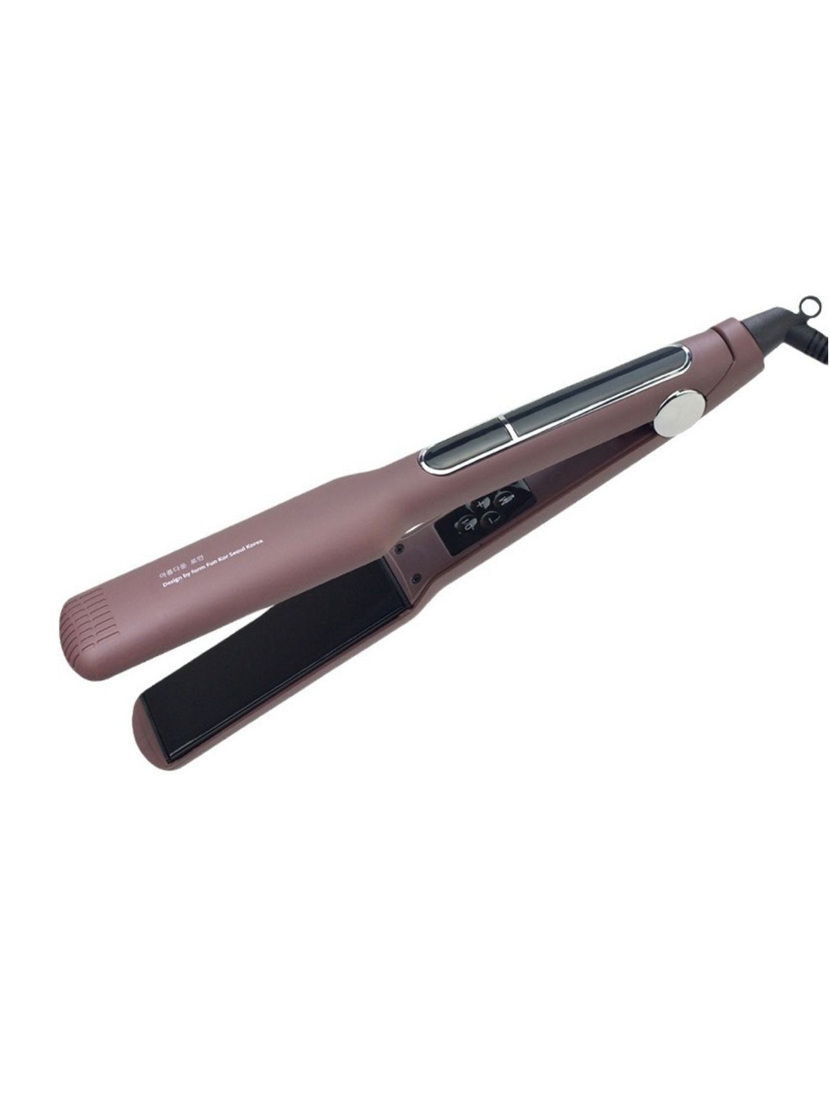 Plush Fashion Hub professional 2-in-1 hair straightener and curling iron with sleek design and digital temperature control.