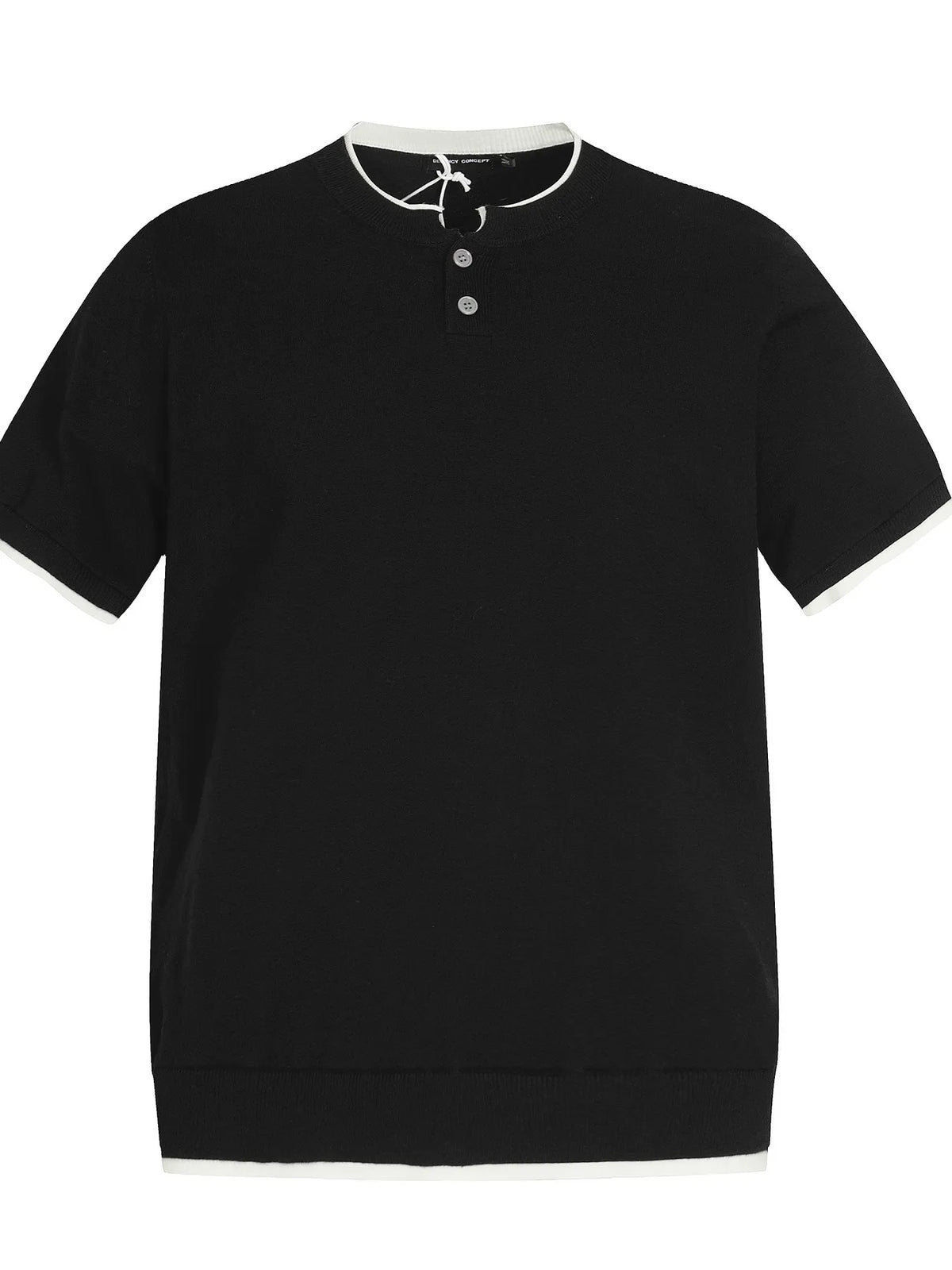 Men's classic henley short sleeve T-shirt by Trendsi, featuring a comfortable fit and casual style in a neutral color.