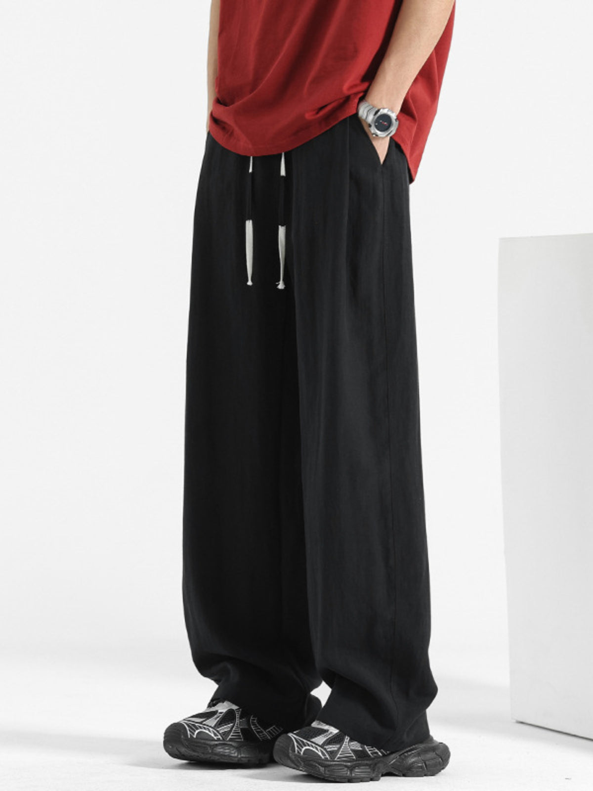 Men's casual loose fit pocket pants by Plush Fashion Hub featuring comfortable stretch fabric and relaxed style.