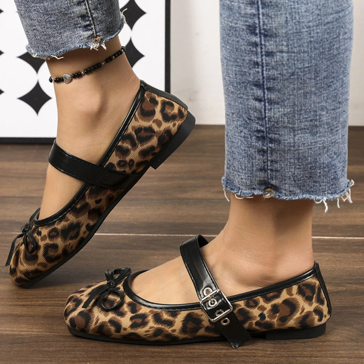 Women's square toe flats slip-ons by Trendsi, featuring a sleek design and comfortable fit, shown in a close-up image.