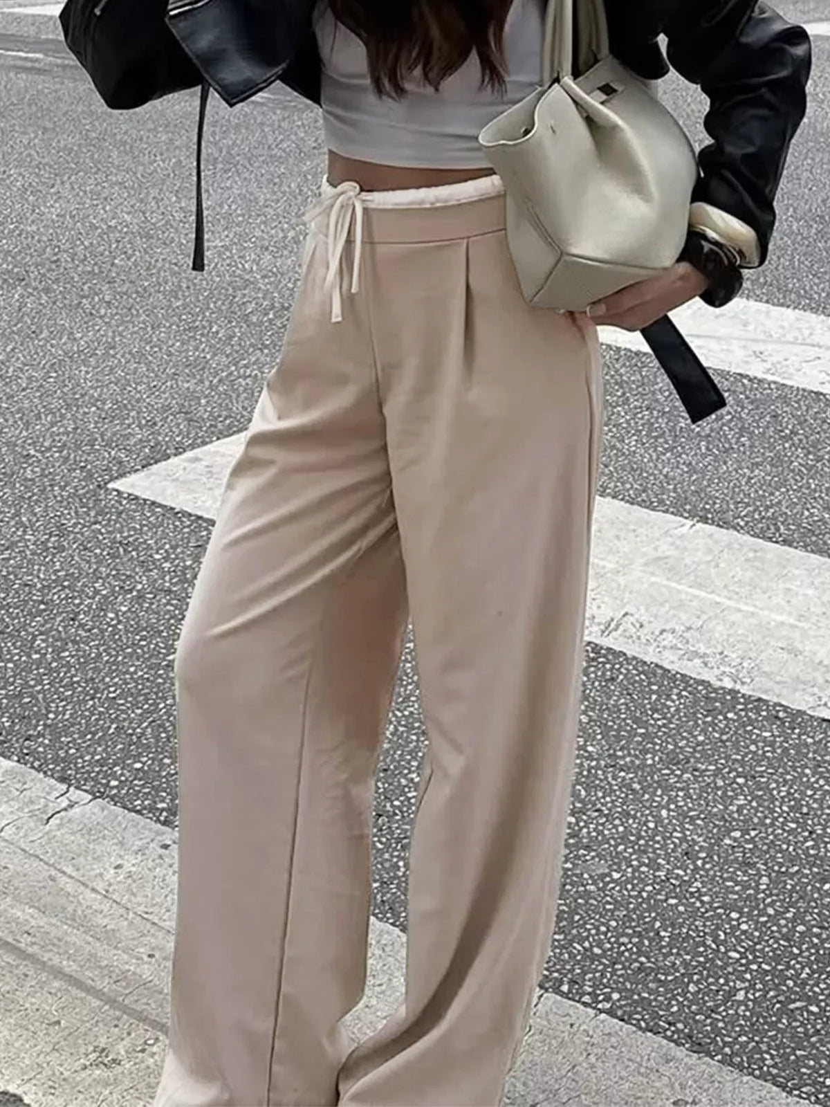 Plush Fashion Hub wide-leg pants with drawstring waist, soft plush fabric, and relaxed fit for casual comfort.