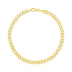 14k yellow gold high polish textured fancy chain bracelet with 4mm links, showcasing a stylish and elegant jewelry design.