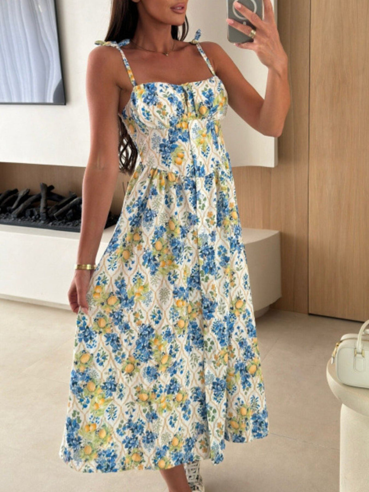 Women's striped tie-shoulder midi dress by Plush Fashion Hub featuring casual summer style, perfect for brunch and warm weather.