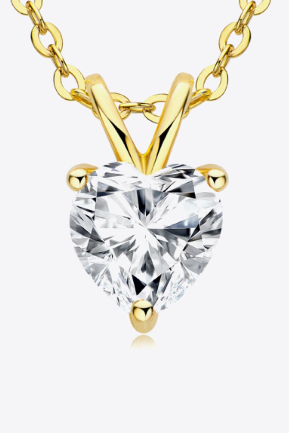 Heart-shaped 1 carat moissanite pendant necklace featuring a sparkling gemstone on a delicate chain, from Plush Fashion Hub.