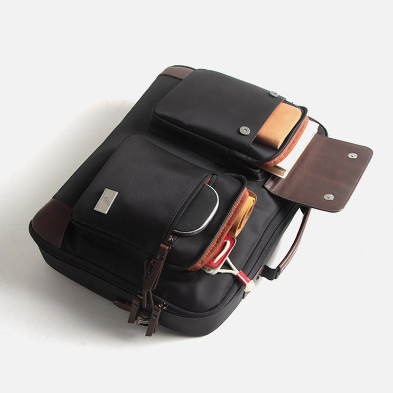 Pi-Mart portable laptop bag with shoulder strap, stylish briefcase designed for carrying laptops and accessories.
