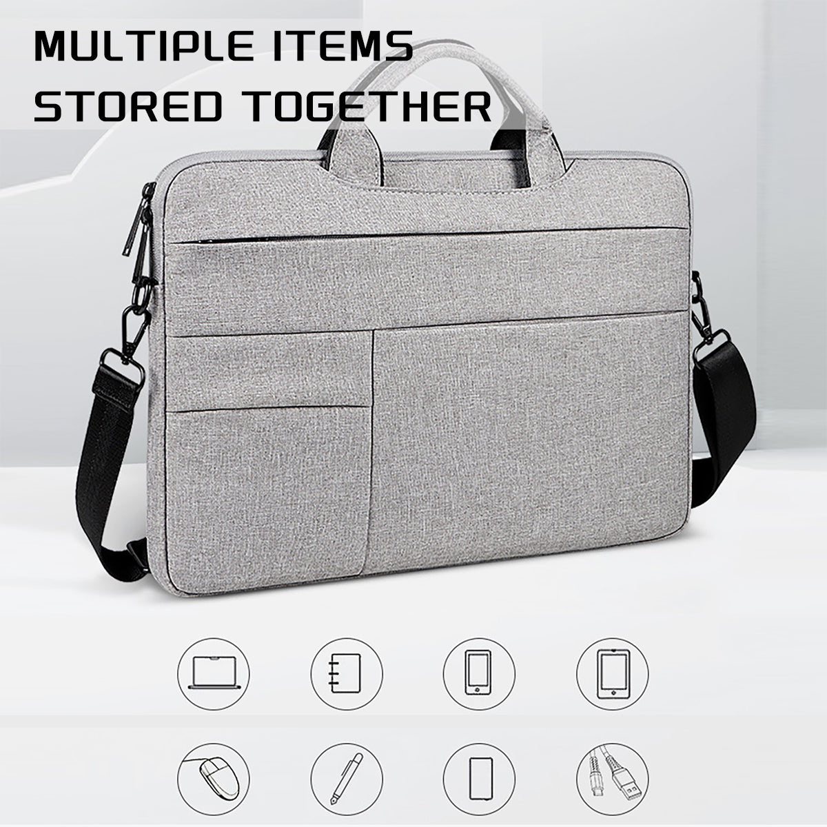 Pi-Mart 13-15.6 inch laptop bag with shoulder strap, carrying case designed for business, leisure, or school use.
