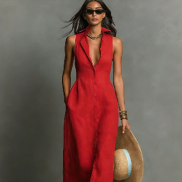 Women's casual polyester midi dress by FitiqueFit, featuring a relaxed fit and stylish design, perfect for everyday wear.