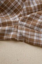 Casual plaid print pants with tie detail from Trendsi, featuring a relaxed fit and stylish design.