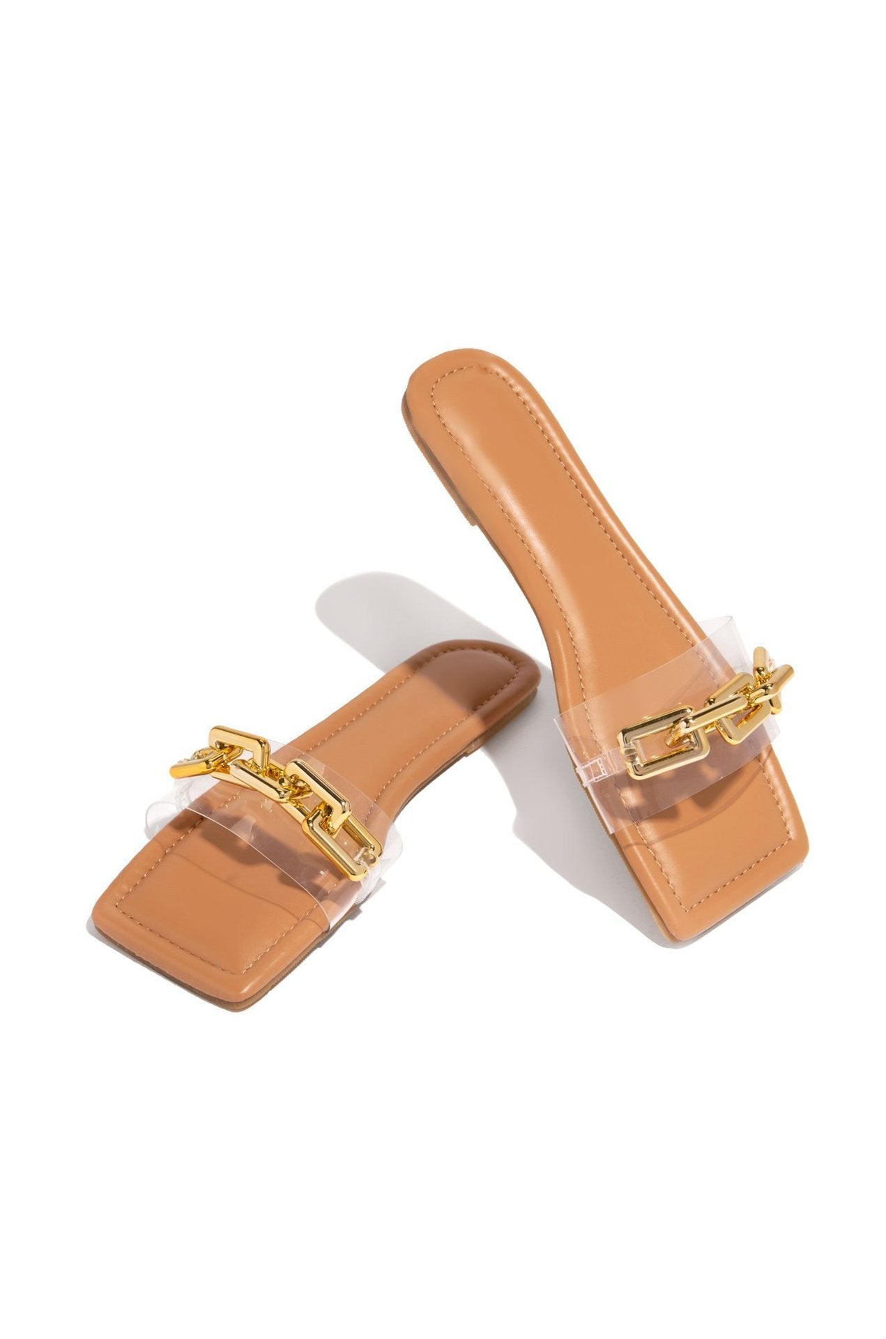 LadyShow.Store women's casual flat bottom chain sandals and slippers with open toe and stylish design.