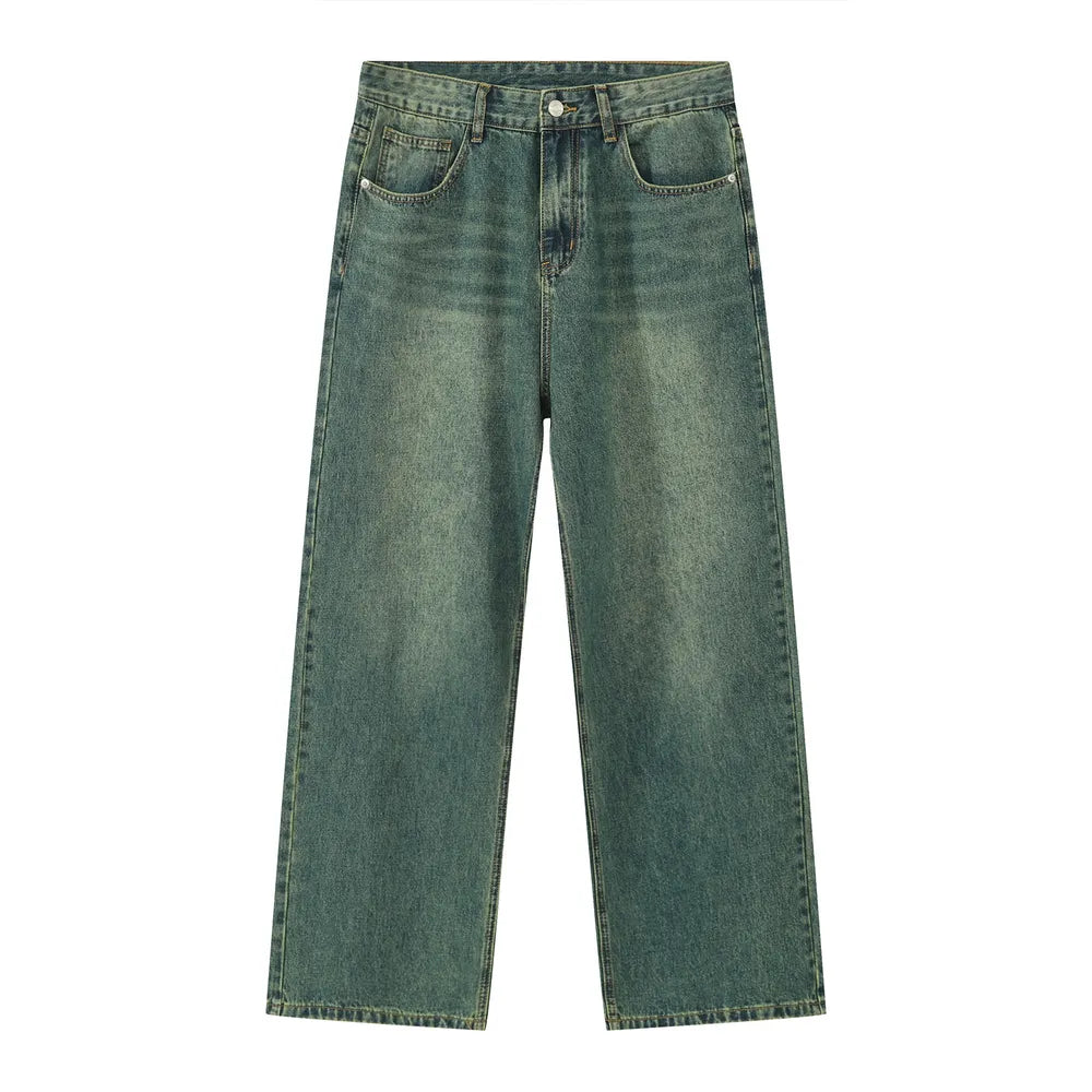 Blue Plush Fashion Shop pocketed baggy denim jeans with relaxed fit and multiple front and back pockets.