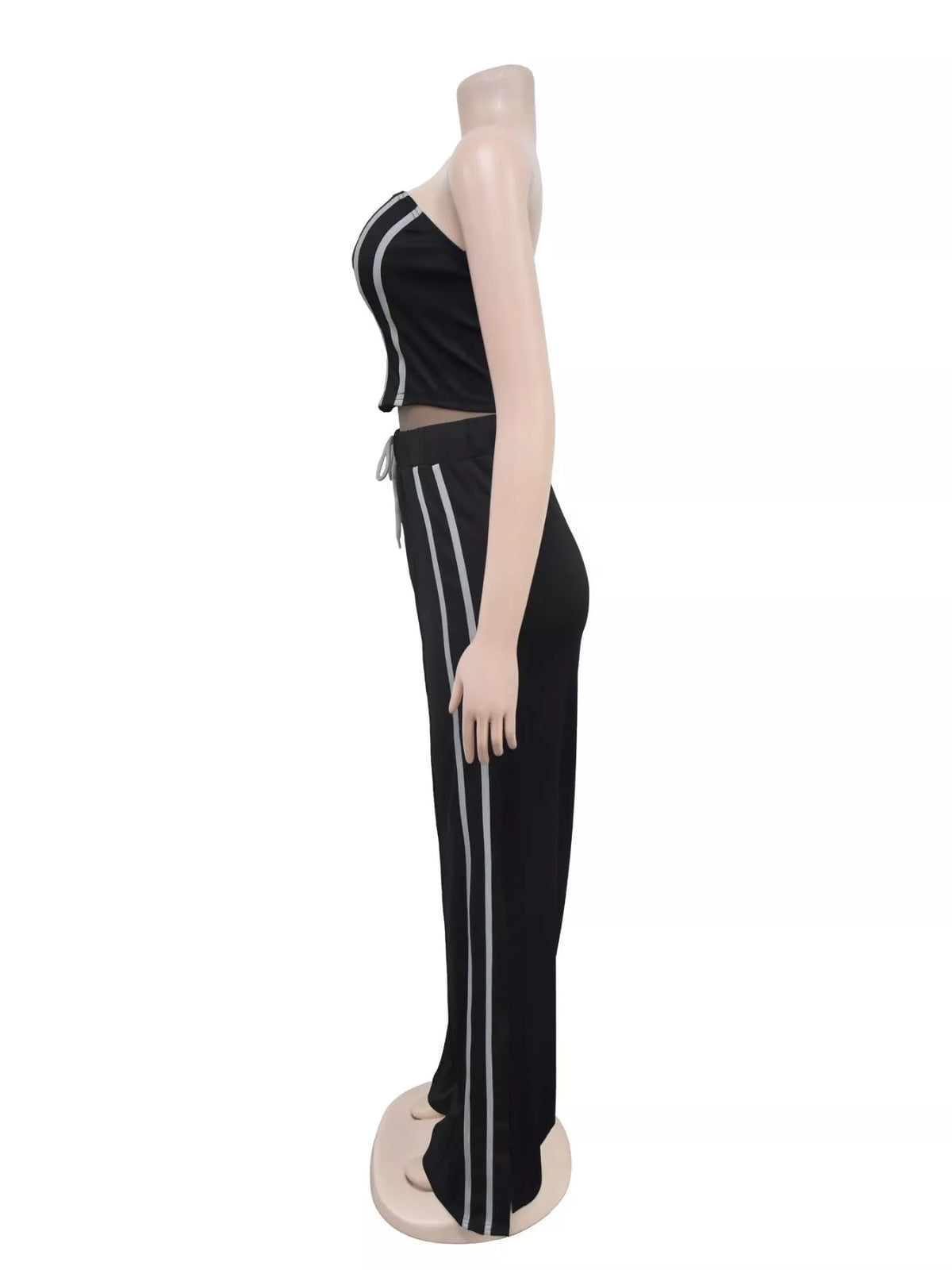 Plush Fashion Hub sleeveless tube top and wide-leg pants set, stylish and comfortable for casual wear, shown in the image.