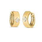14k yellow gold trilogy diamond clover earrings with three sparkling diamond charms on each earring, elegant jewelry for special occasions