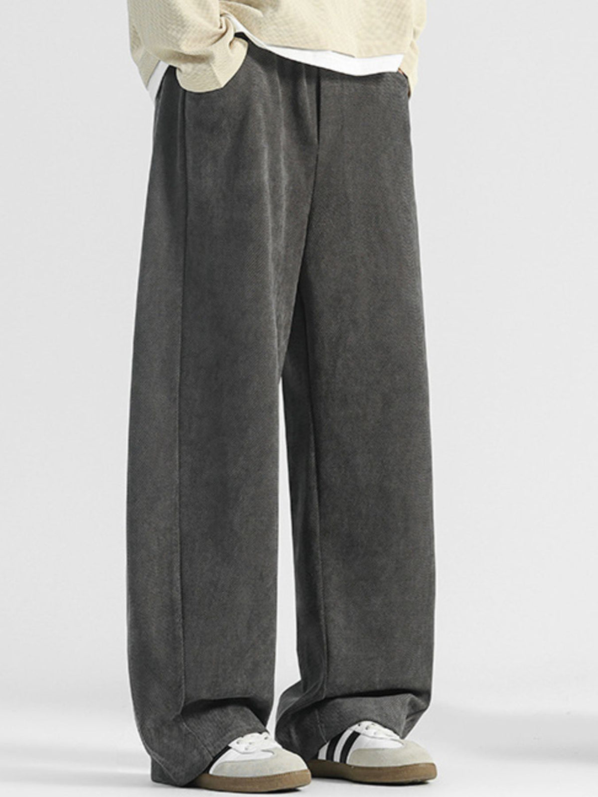 Plus size men's loose fit casual pants with pockets from Plush Fashion Hub, featuring a comfortable and stylish fit.