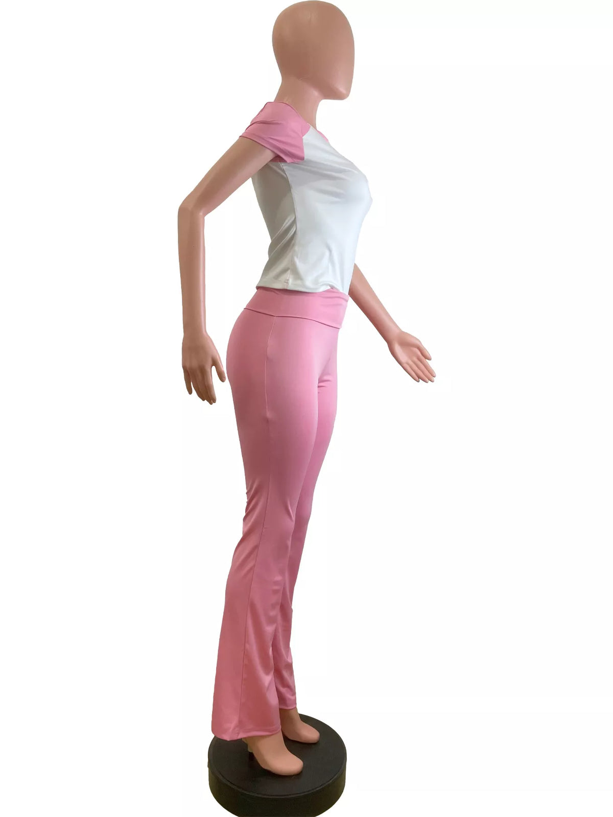 Plush Fashion Hub contrast short sleeve tee and pants loungewear set, featuring a relaxed fit and comfortable fabric in the image.