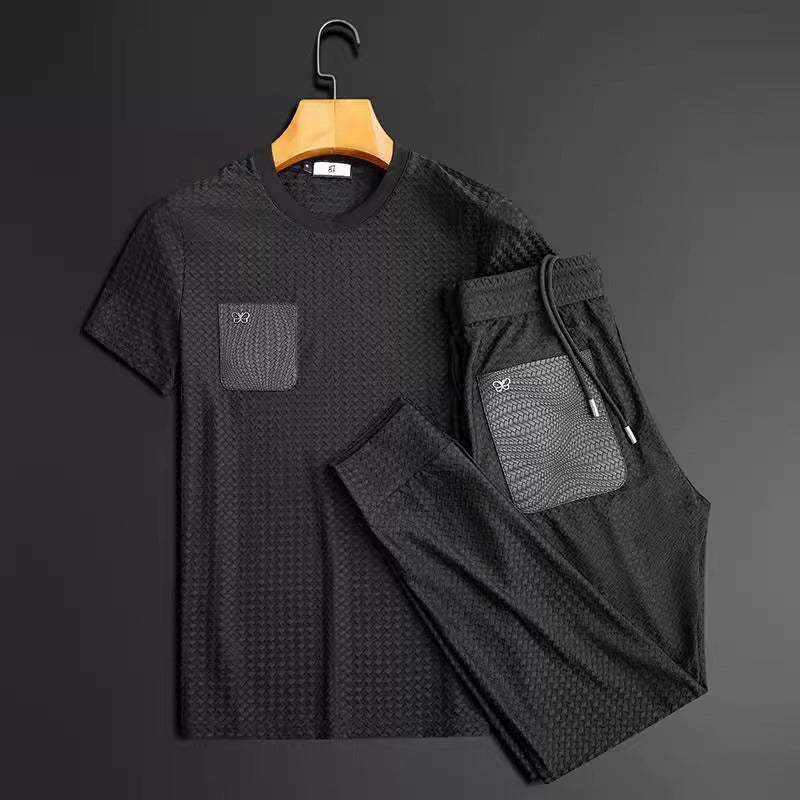 Mens slim fit short sleeve shirt from FitiqueFit with anti-wrinkle flex suit fabric, tailored for a sleek, modern look.