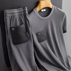 Mens slim fit short sleeve shirt from FitiqueFit, featuring anti-wrinkle flex fabric with a modern, tailored look.