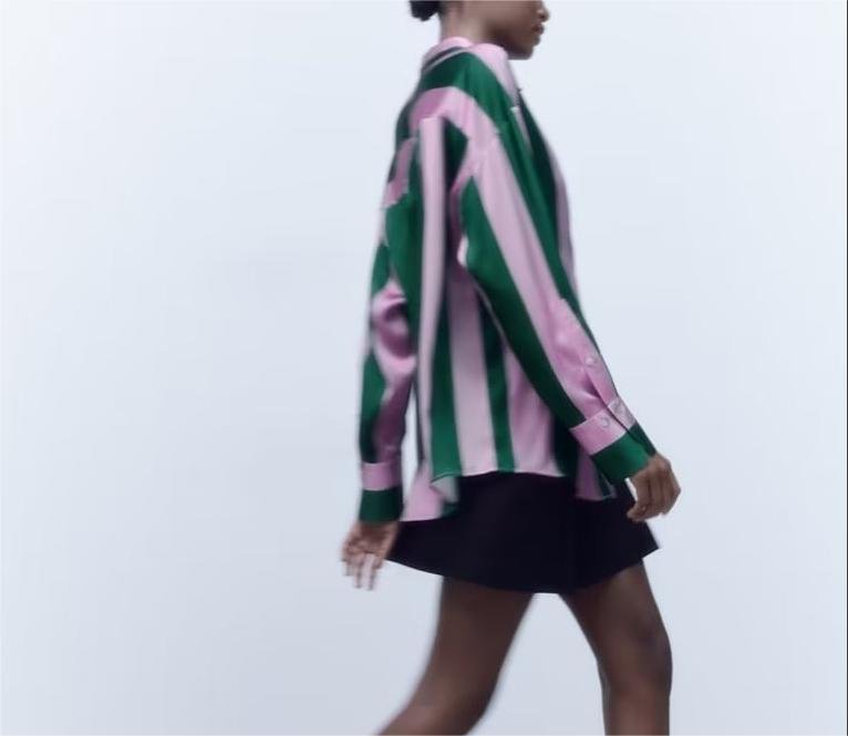 Autumn Elegant Collared Long Sleeve Striped Single Breasted Shirt for Women - Plush Fashion Hub