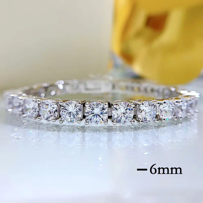 High carbon diamond bracelet in 925 silver with intricate design, showcasing a stylish and elegant jewelry piece.