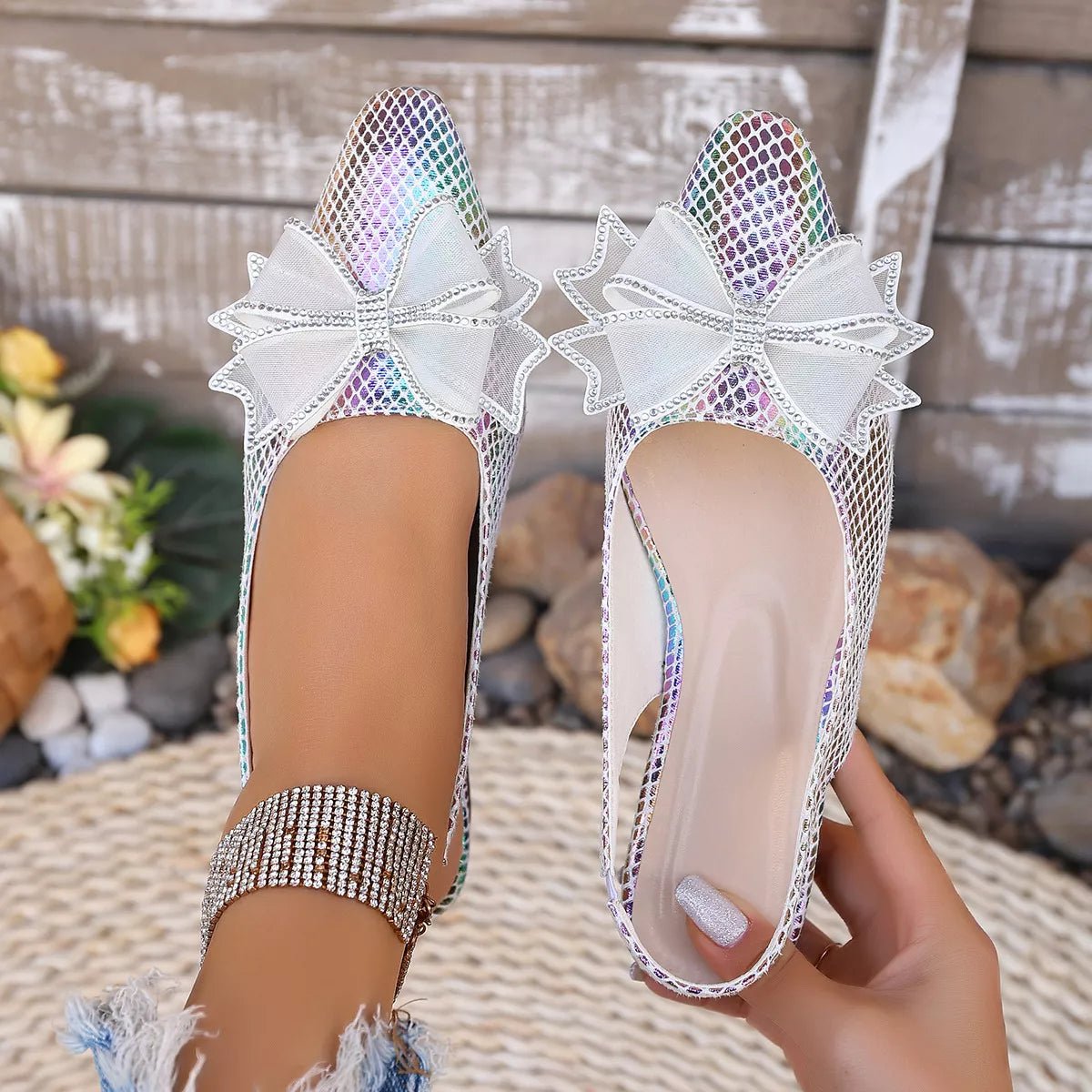 Plush Fashion Hub point toe block heel sandals with plush material and stylish design, perfect for fashionable footwear.