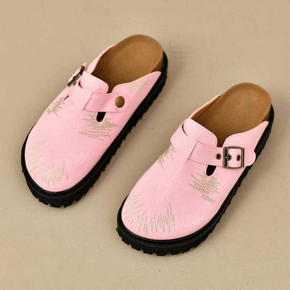 Round Toe Platform Loafers in pink with durable elastomer soles and soft suede design.