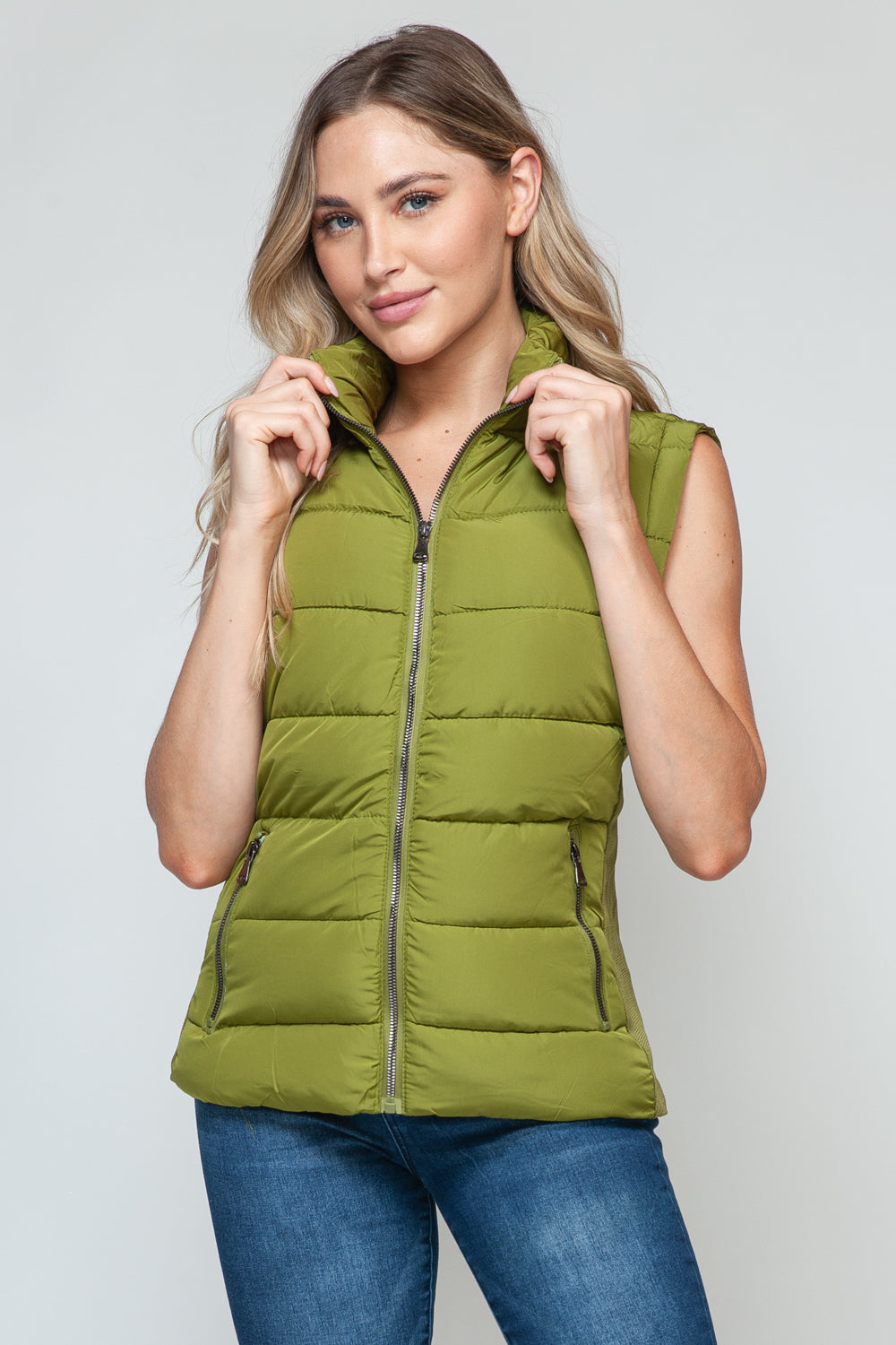 Snobbish Zip Up Turtleneck Vest with Pockets - Plush Fashion Shop #