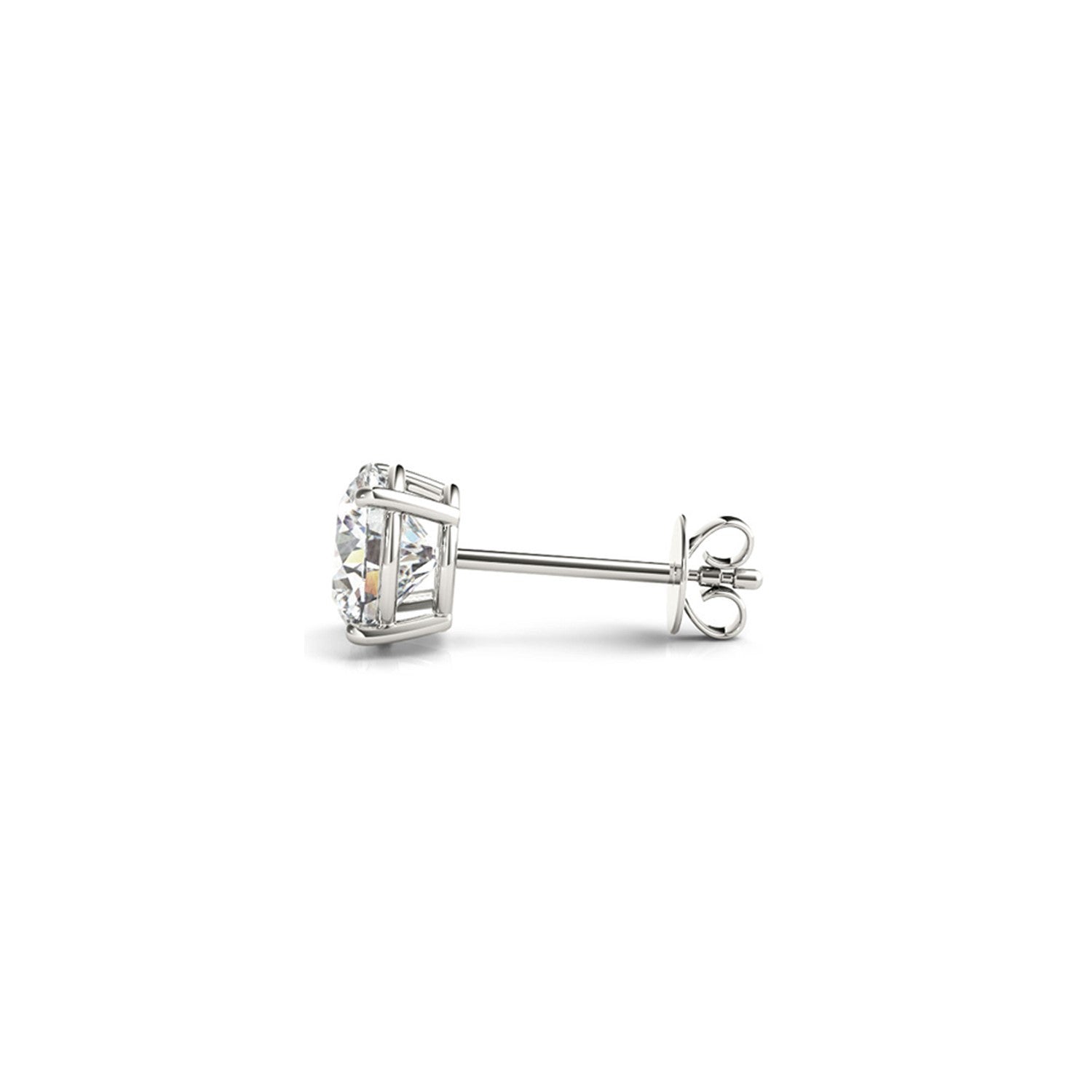 2 cttw Certified IGI Lab Grown Round Diamond Stud Earrings in 14k white gold with G/VS2 clarity, showcasing sparkling diamond studs.