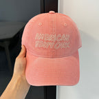 American Retro Washed Denim Peaked Cap from Plush Fashion Hub, vintage Korean-style baseball hat with distressed denim look.