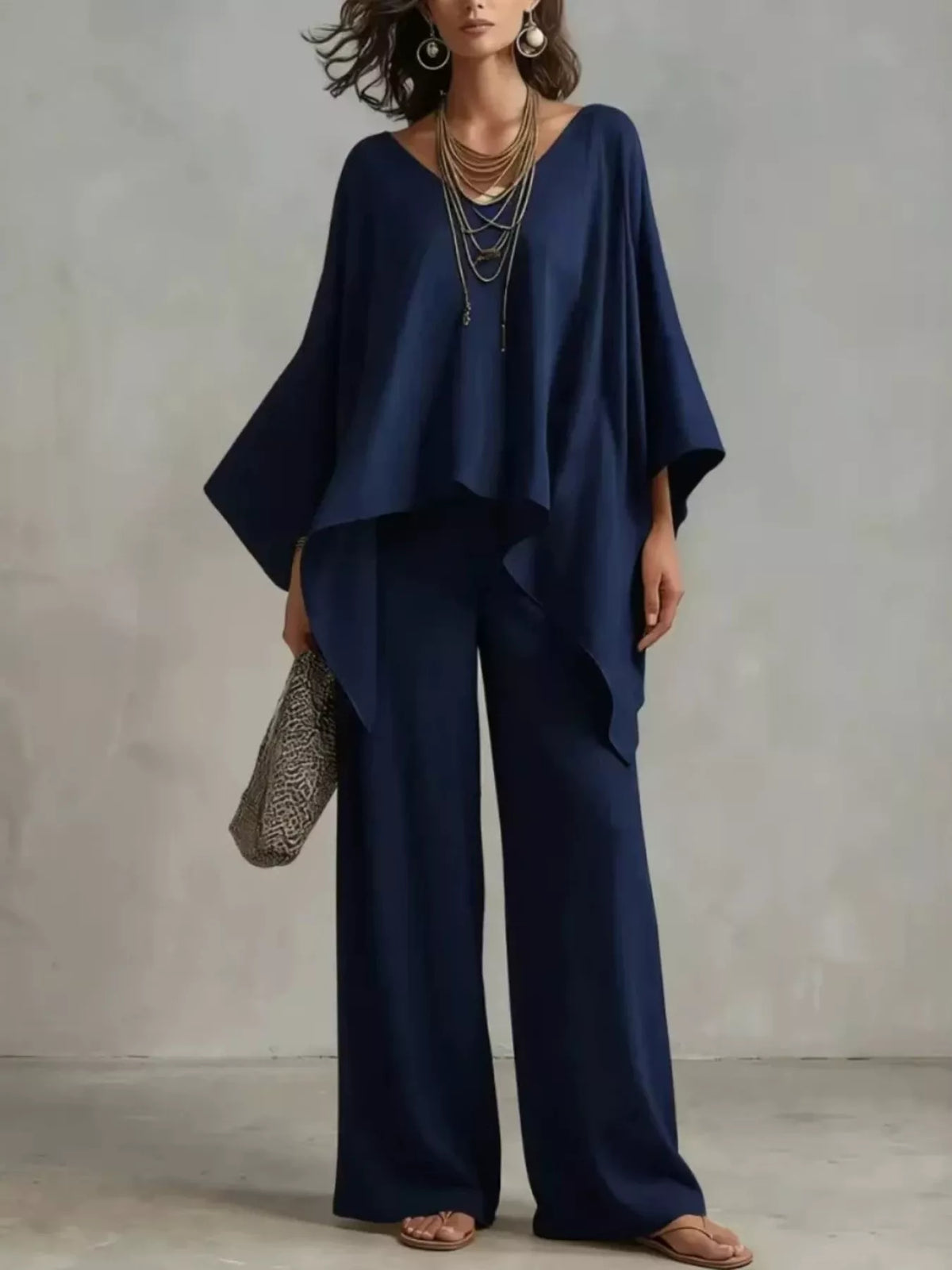 Plus size V-neck loungewear set with matching top and pants by Plush Fashion Hub, perfect for comfortable, stylish relaxation.