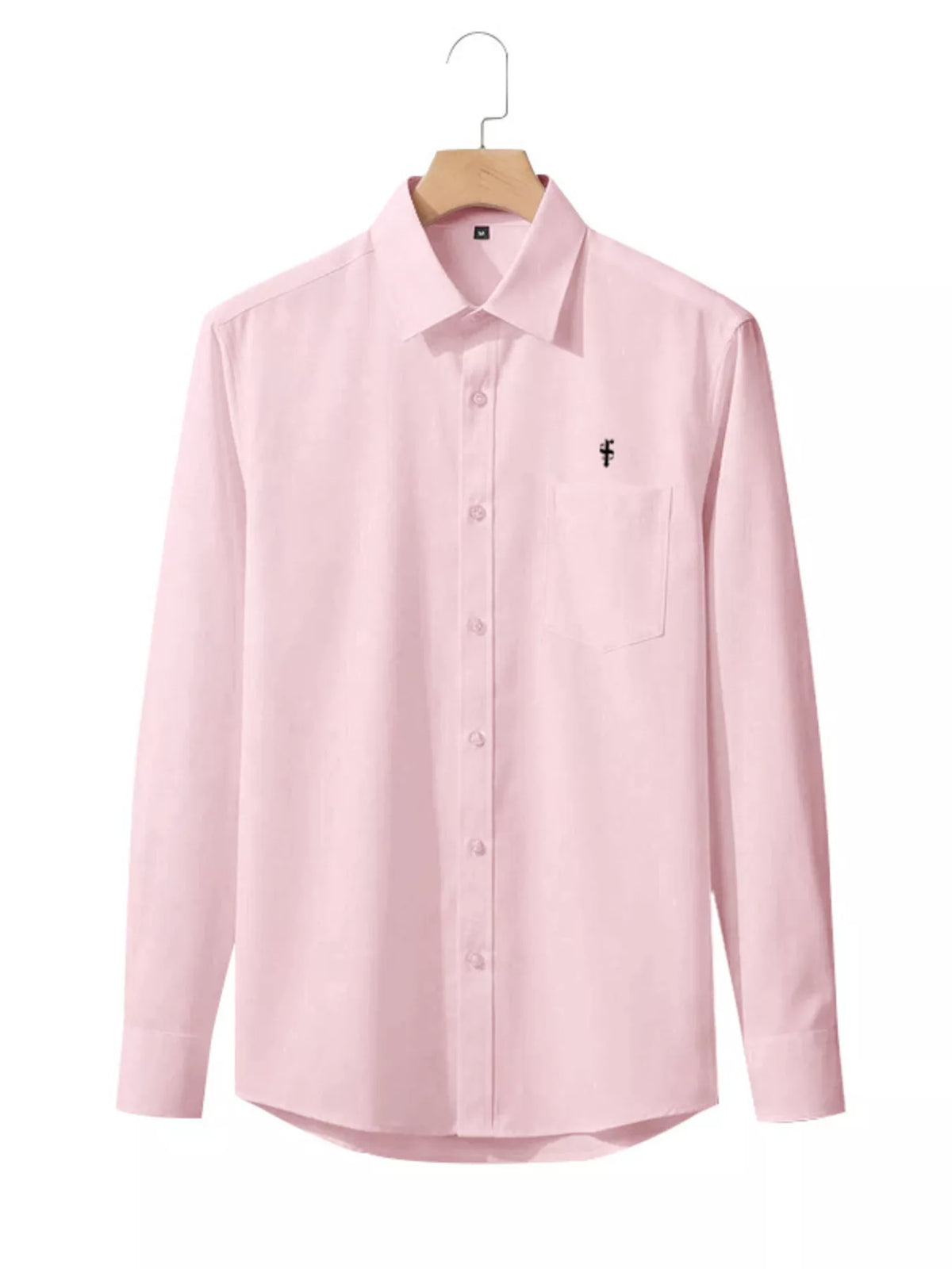 Men's slim fit button-up shirt from Plush Fashion Hub, full size plus size, showing the front view with collar and button details.