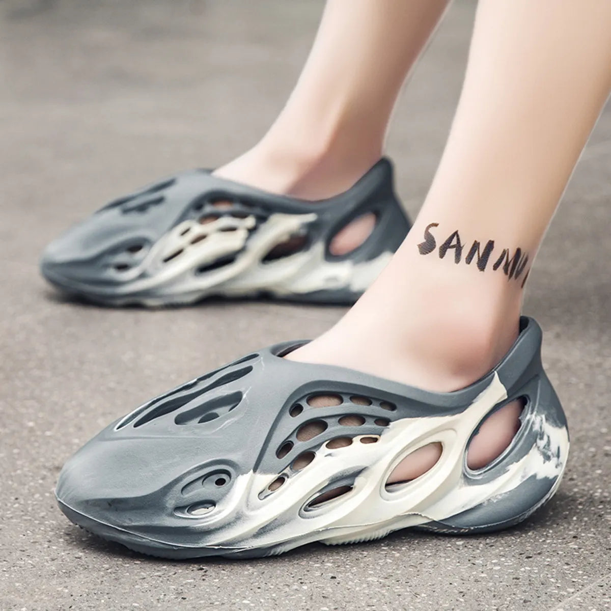 Plush Fashion Hub hollow-out flat sandals featuring stylish cut-out design and comfortable flat sole for casual wear.
