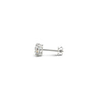 Certified IGI lab-grown round diamond stud earrings in 14k white gold with G/VS2 quality, featuring 1 cttw total weight.