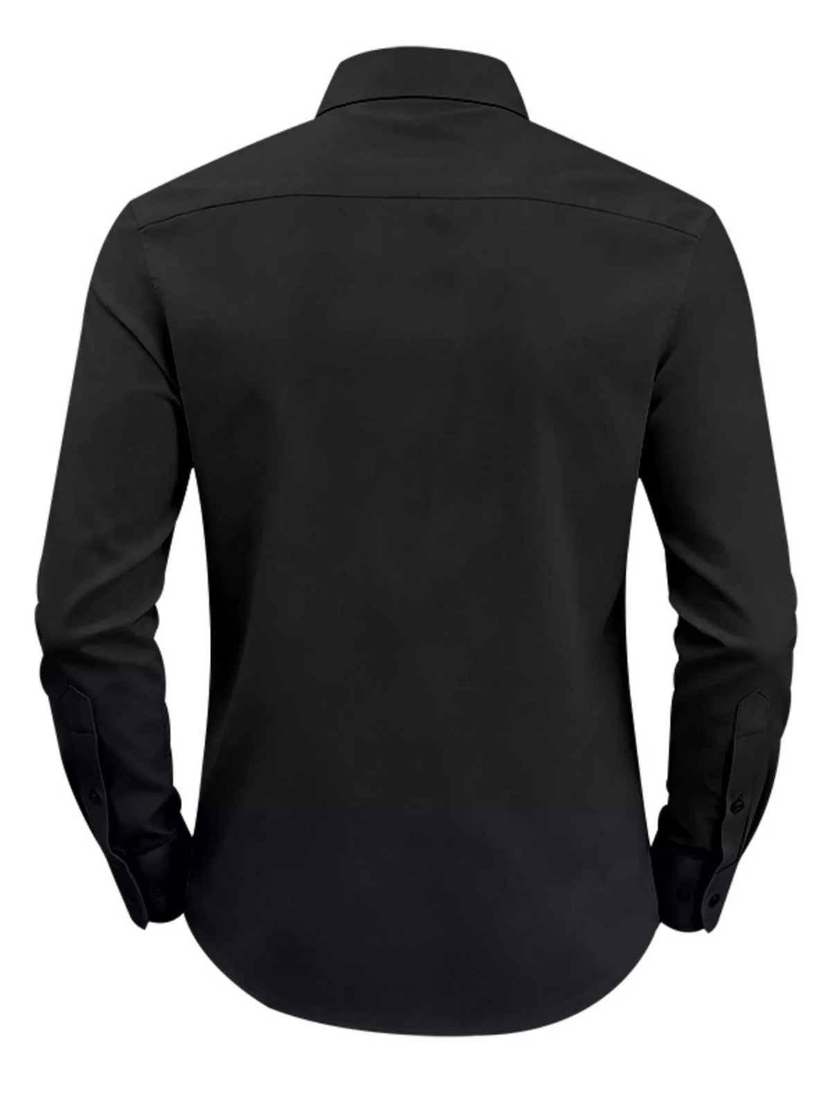 Men's slim fit button-up shirt by Plush Fashion Hub in full size and plus size, featuring a classic collar and long sleeves.