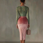 Shiny, stretchy velvet bodycon high-waist mermaid skirt featuring a sleek, form-fitting design in rich fabric.