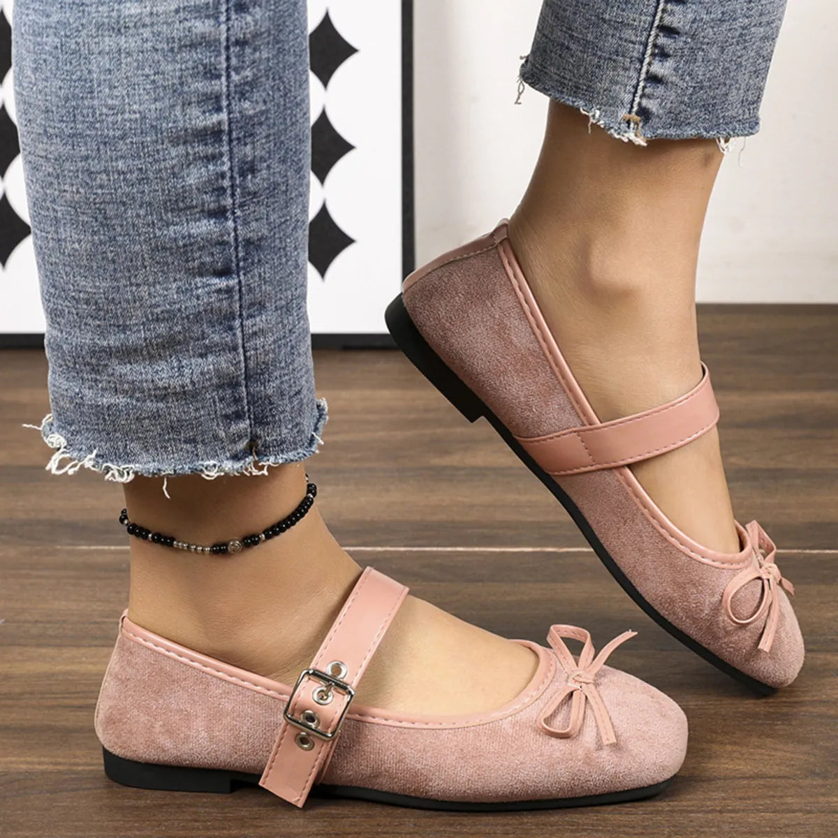 Women's square toe flats slip-ons from Trendsi featuring a sleek design and comfortable fit, perfect for casual or professional wear.