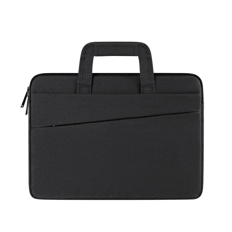 Pi-Mart laptop briefcase with padded compartments, black leather exterior, and sturdy handle for business travel and daily use.
