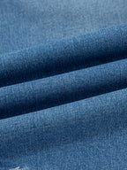 Washed cuffed barrel leg jeans by Trendsi, vintage relaxed fit denim bottoms with distressed details and rolled cuffs.
