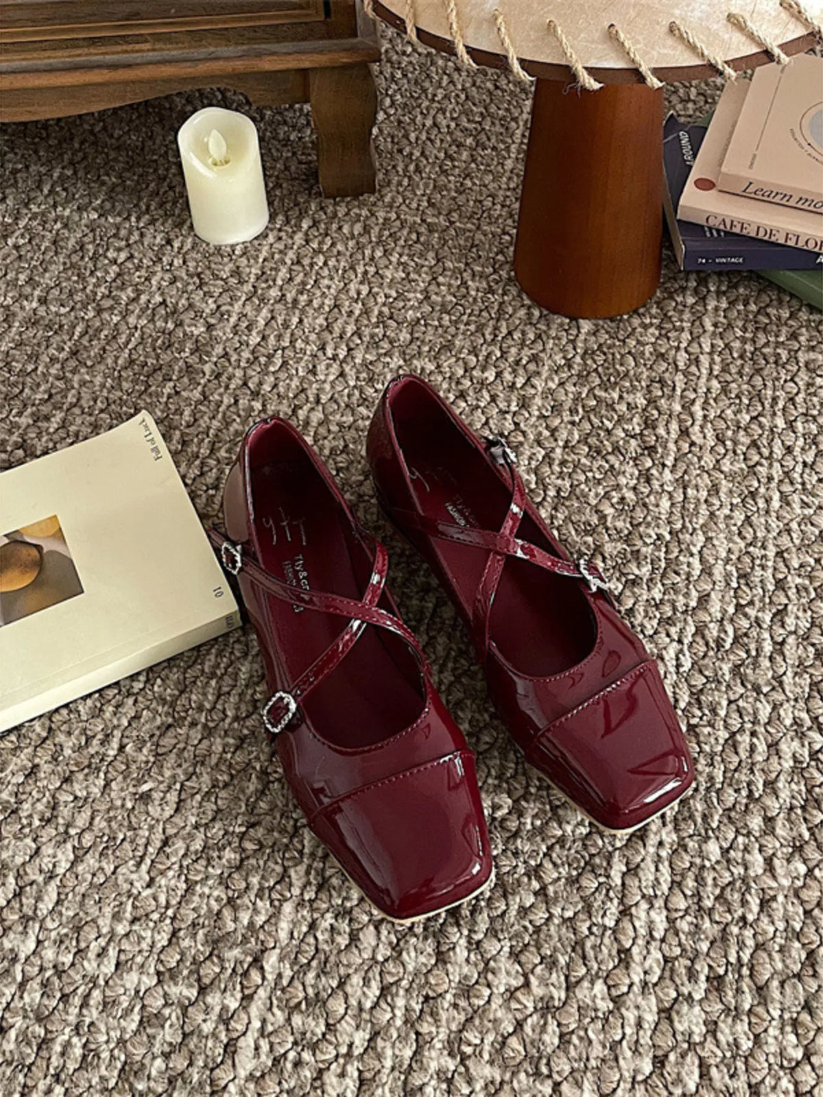 Women's crisscross buckle square toe loafers by Trendsi featuring stylish design and comfortable slip-on fit.