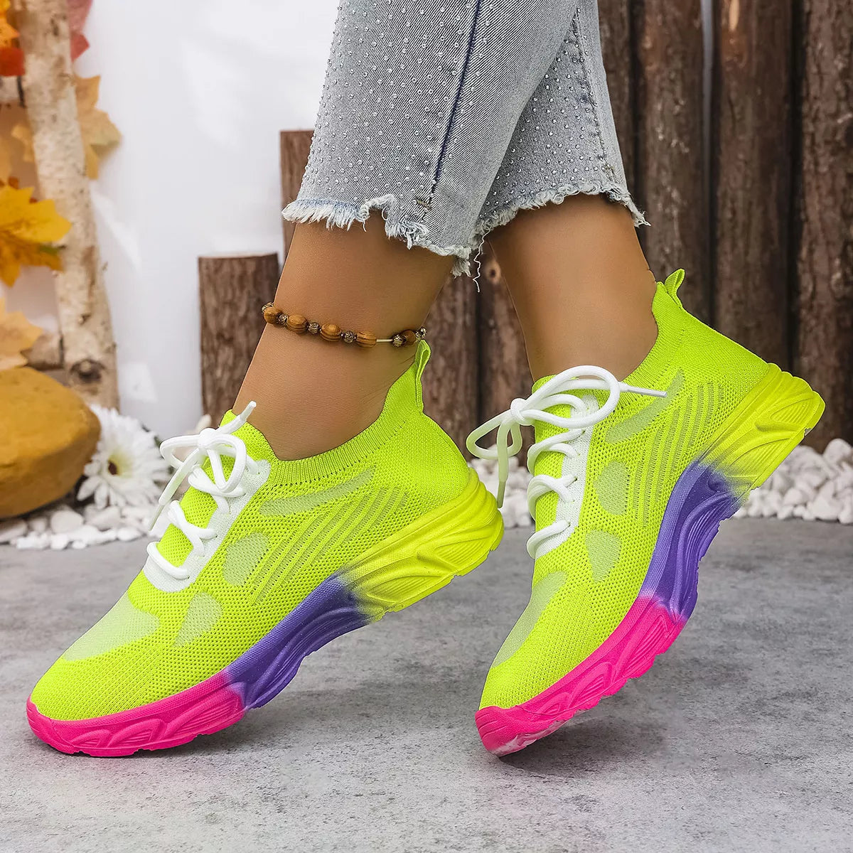 Plush Fashion Hub lace-up round toe sneakers with stylish design, featuring white color and comfortable sole, perfect for casual wear.