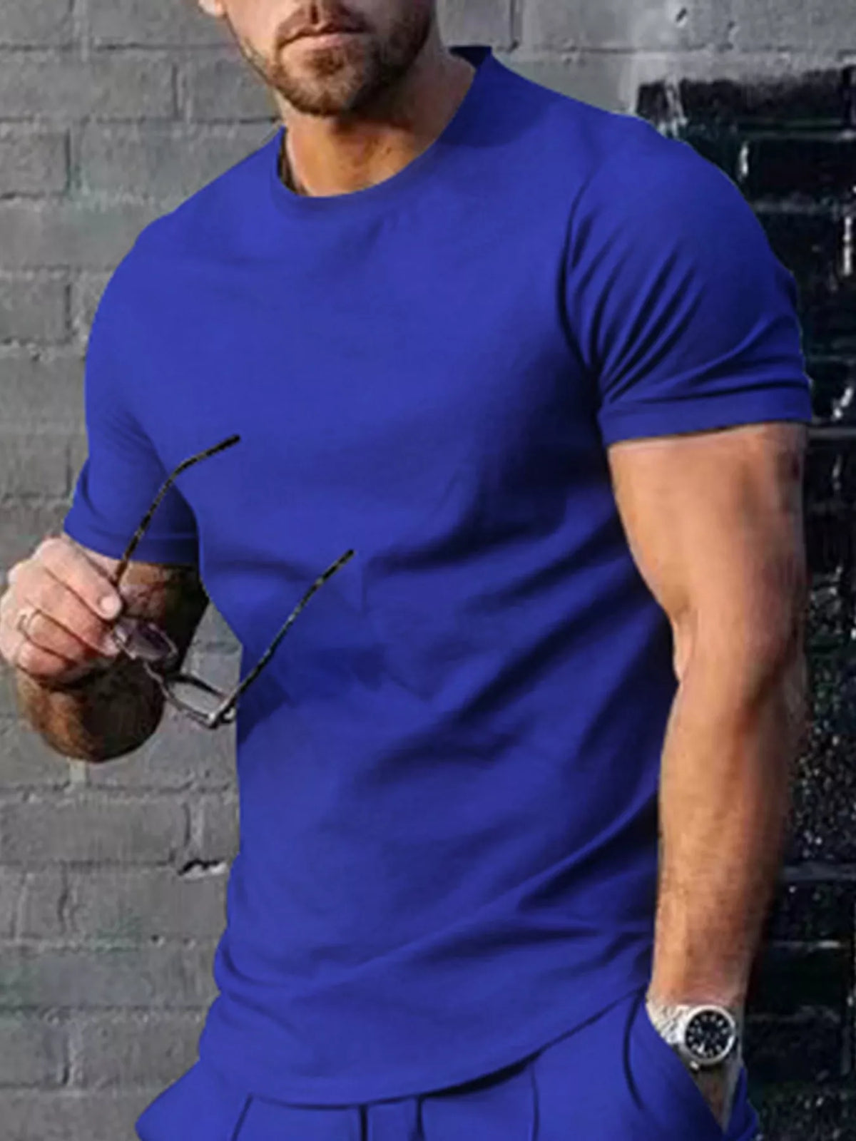 Plus size men's casual T-shirt in solid color from Plush Fashion Hub, front view showing the comfortable fit and simple design.