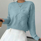 Women's floral sweater by FitiqueFit featuring a crew neck, long sleeves, and an elegant casual design.