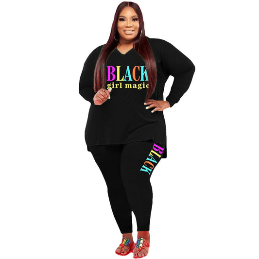 Women's Plus Size Sports And Leisure Printed Two-piece setThis Women's Plus Size Sports And Leisure Printed Two-piece Suit is perfect for active women who want to look stylish and comfortable while working out or lounging. 2 piece Pants setPlush Fashions ShopPlush Fashion Shop