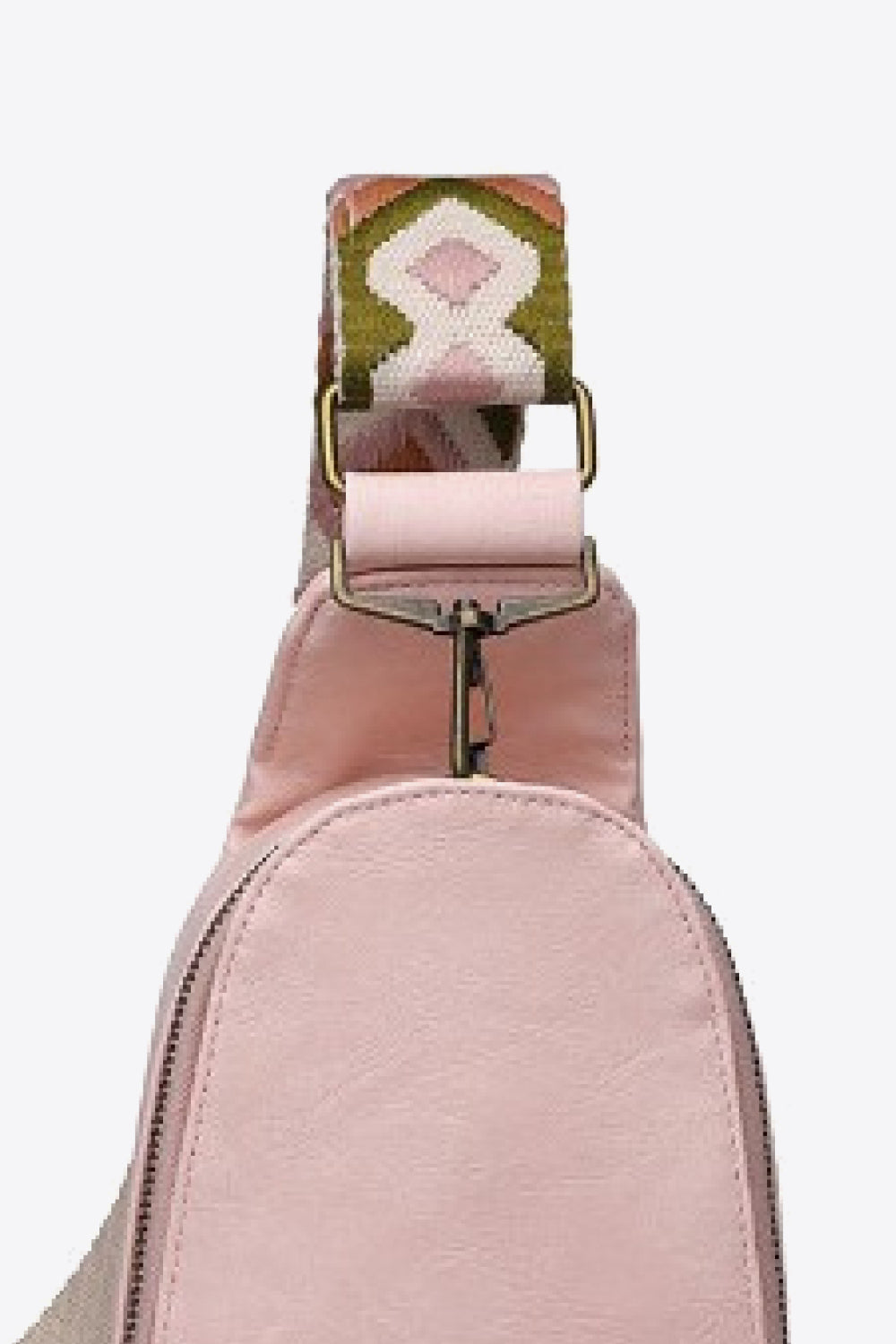 Trendsi random pattern adjustable strap PU leather sling bag with colorful abstract design and compact shape.