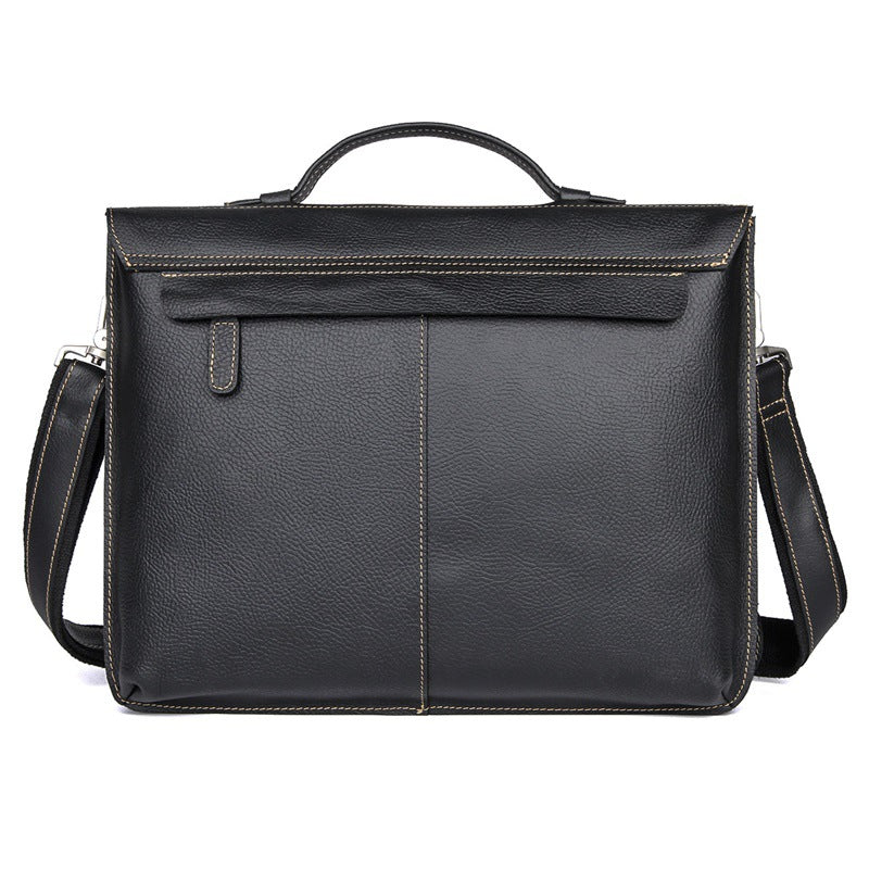 Pi-Mart men's retro casual leather business briefcase with sturdy handles and classic design for professional use.