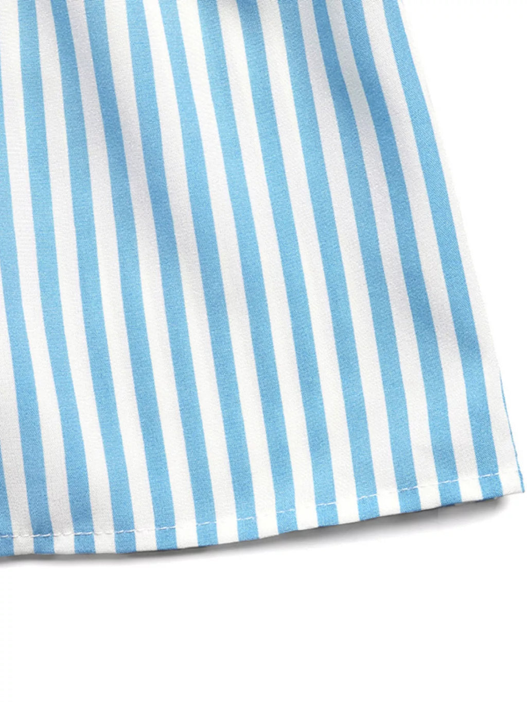 Striped sleeveless tiered midi dress by Trendsi featuring vertical stripes, flowy fabric, and a stylish tiered design.