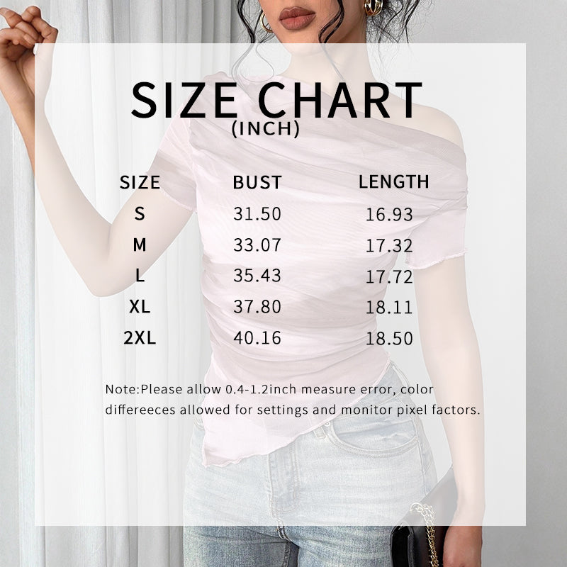 Women’s tie-dye one-shoulder mesh ruched top by FitiqueFit, featuring asymmetrical design and stretch fabric for casual outings.