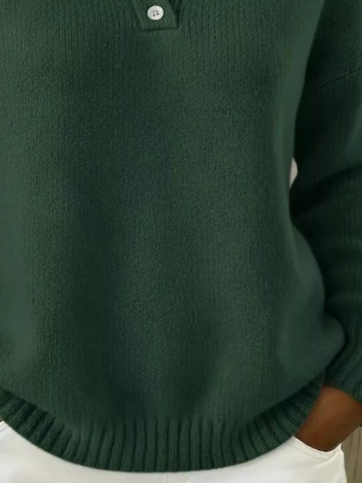 Plus size Trendsi sweater with dropped shoulders and button details, showcasing a cozy, stylish knit design.