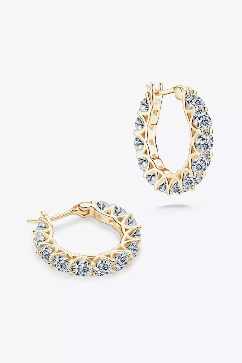Sterling silver moissanite earrings with 7.2 carats, featuring sparkling gemstone accents and elegant design.